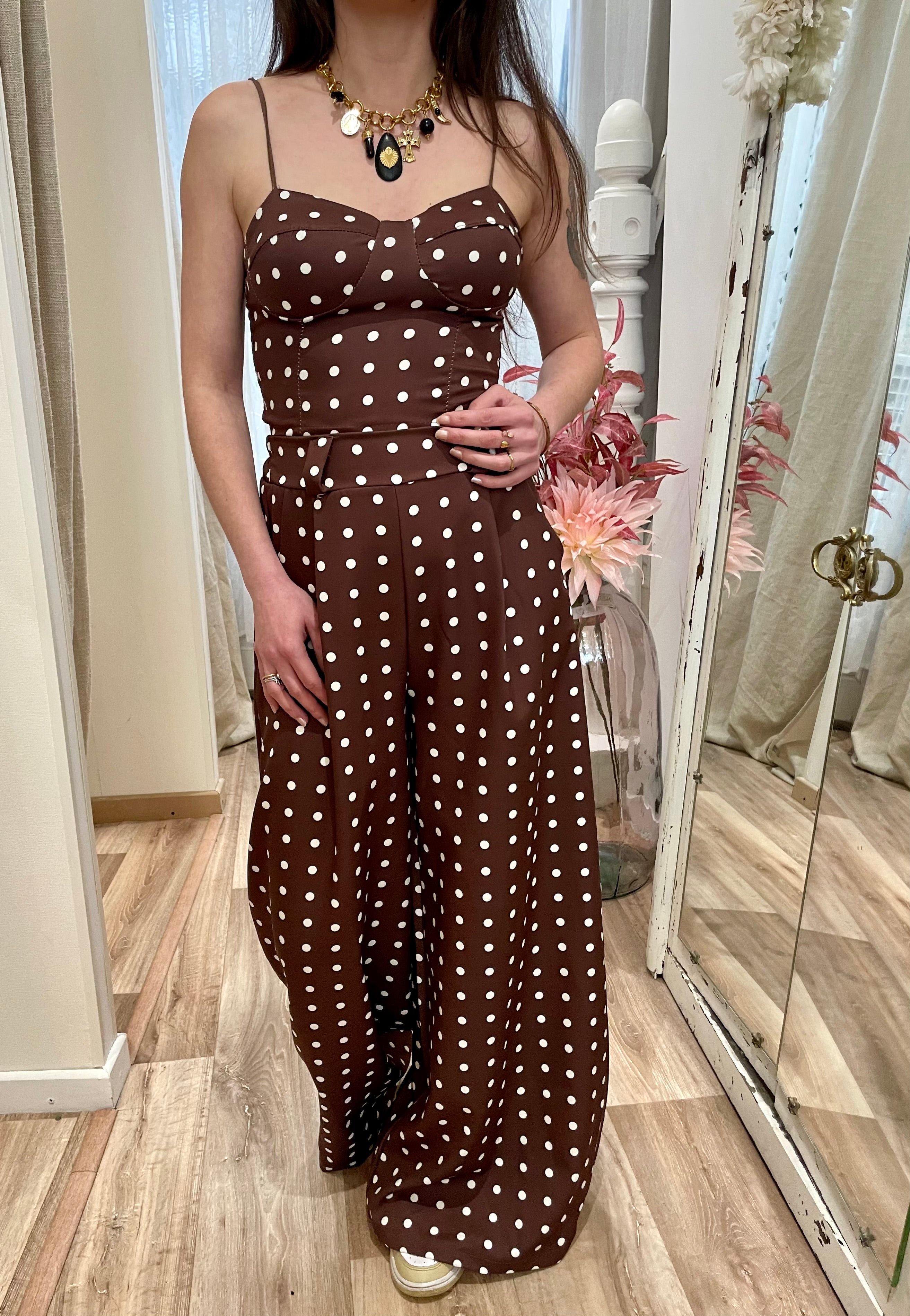 Ensemble à pois marron