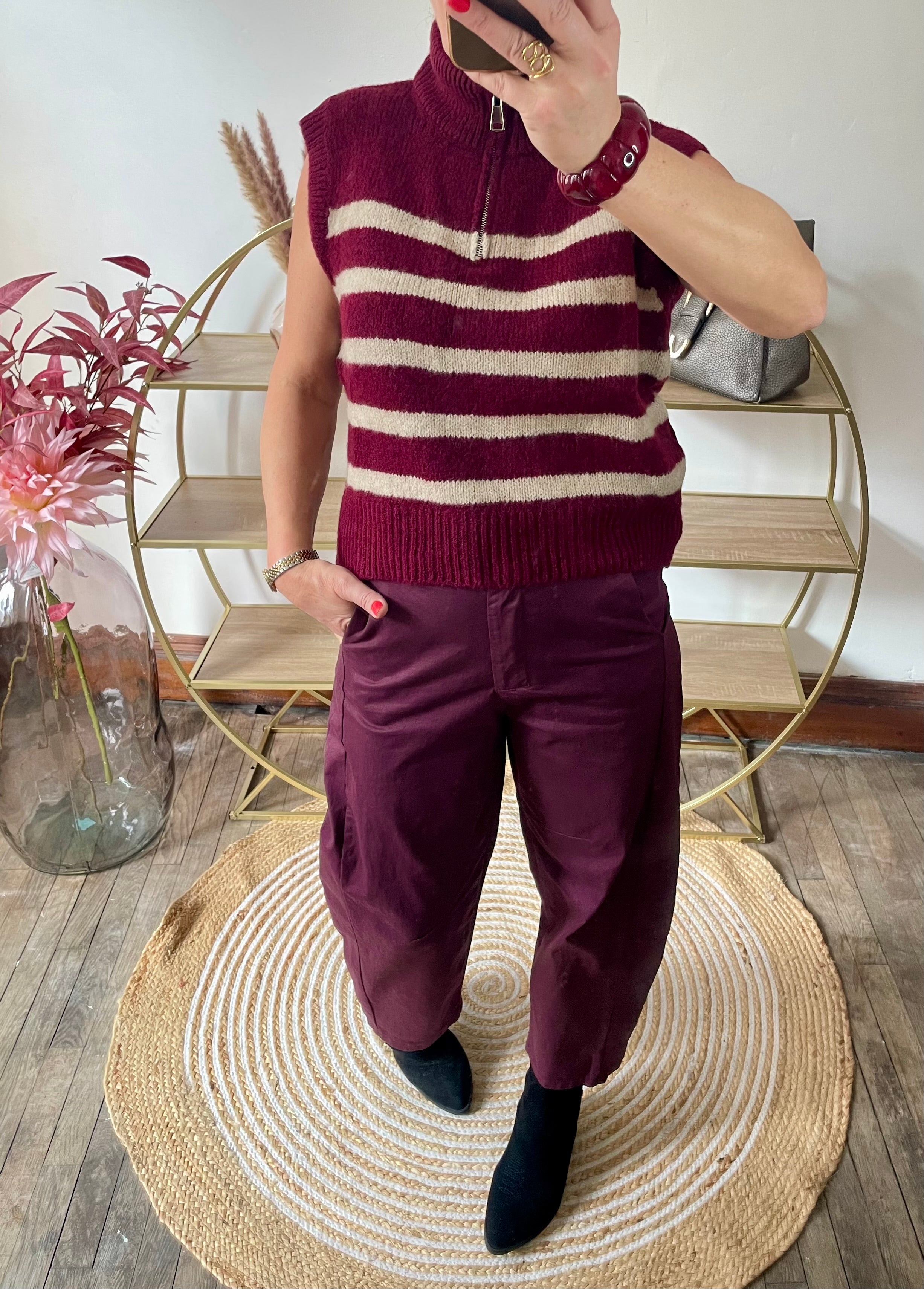 Pantalon  balloon  bordeaux