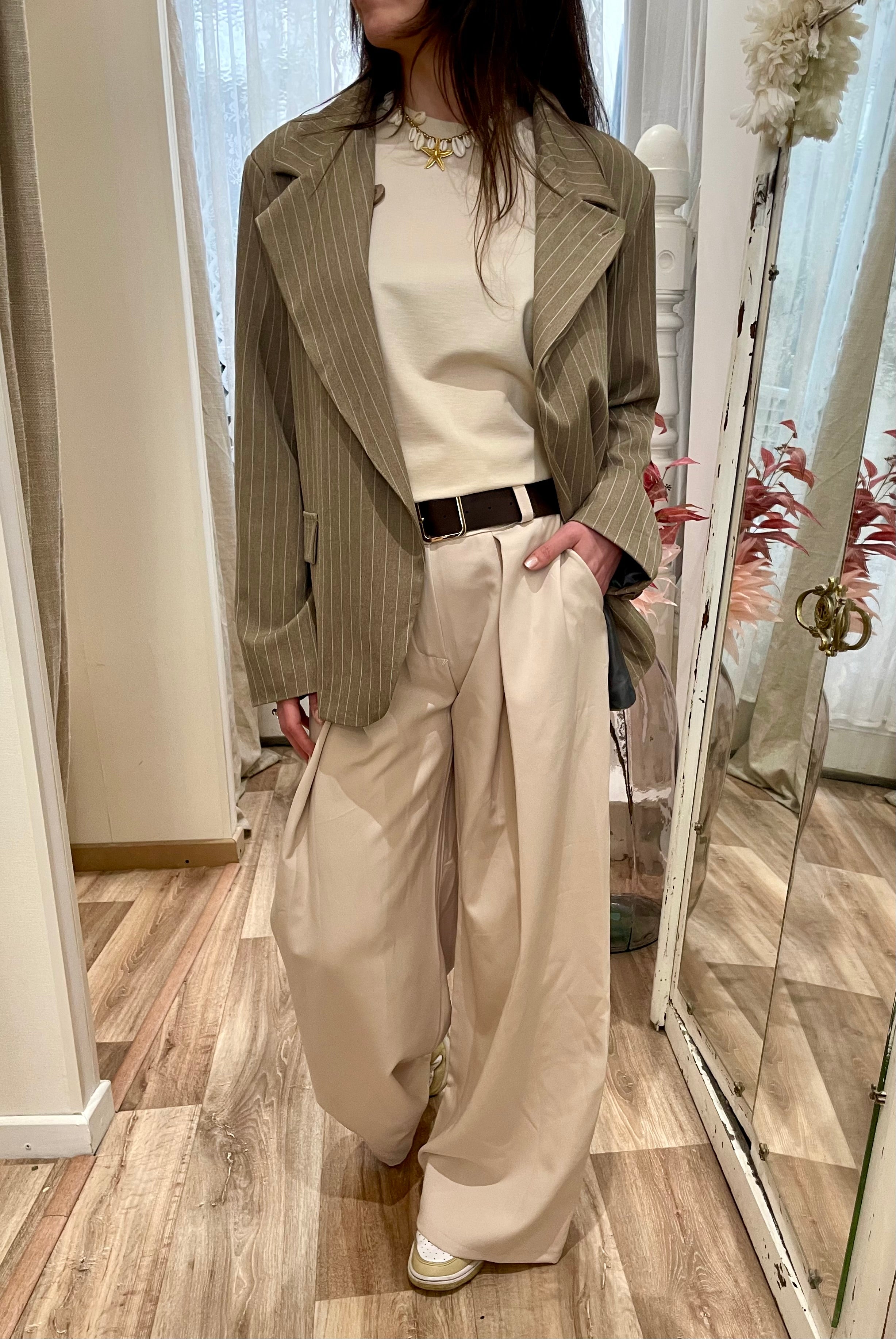 Pantalon  fluide Palazzo beige