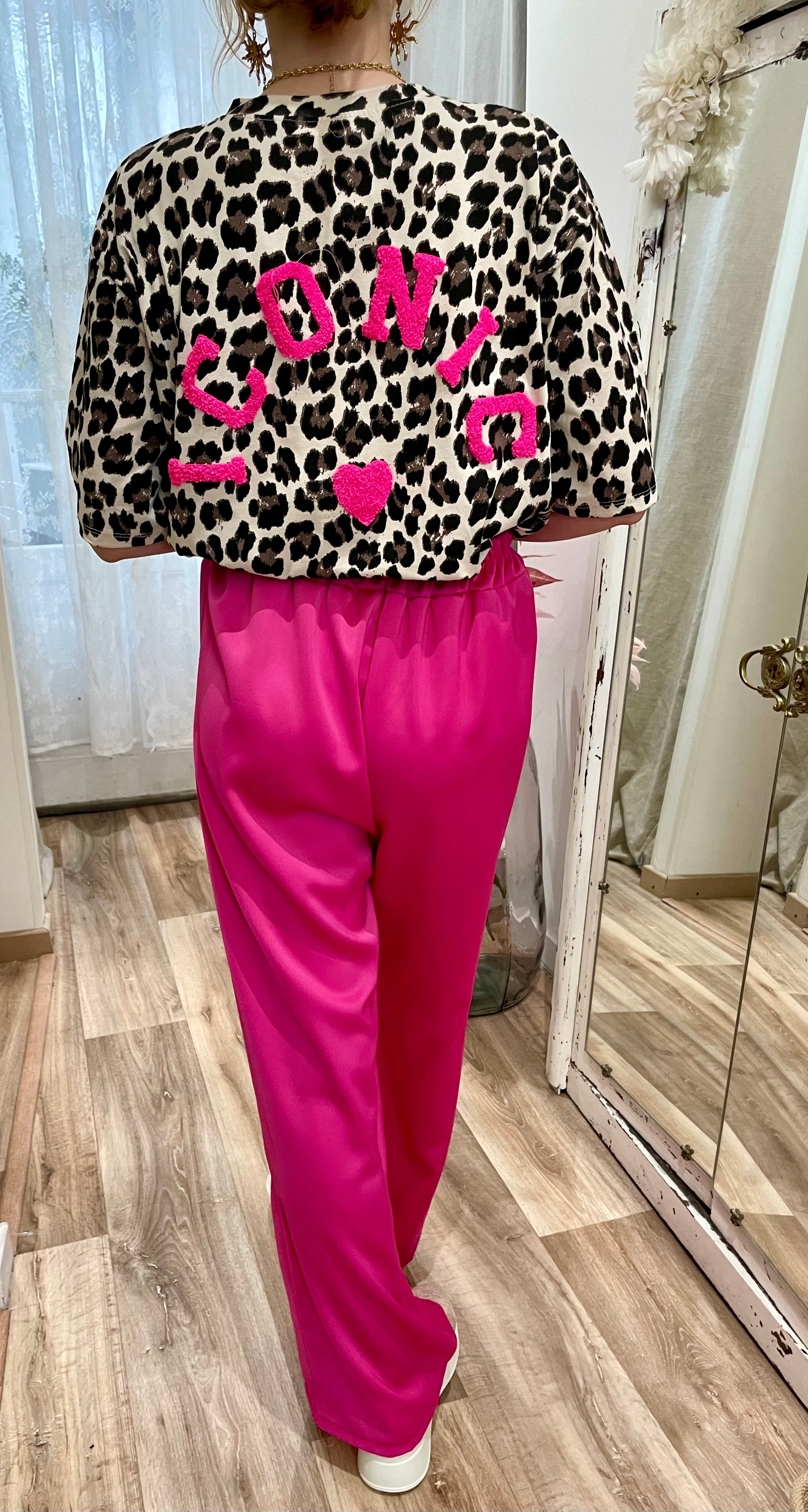 Pantalon satin fushia