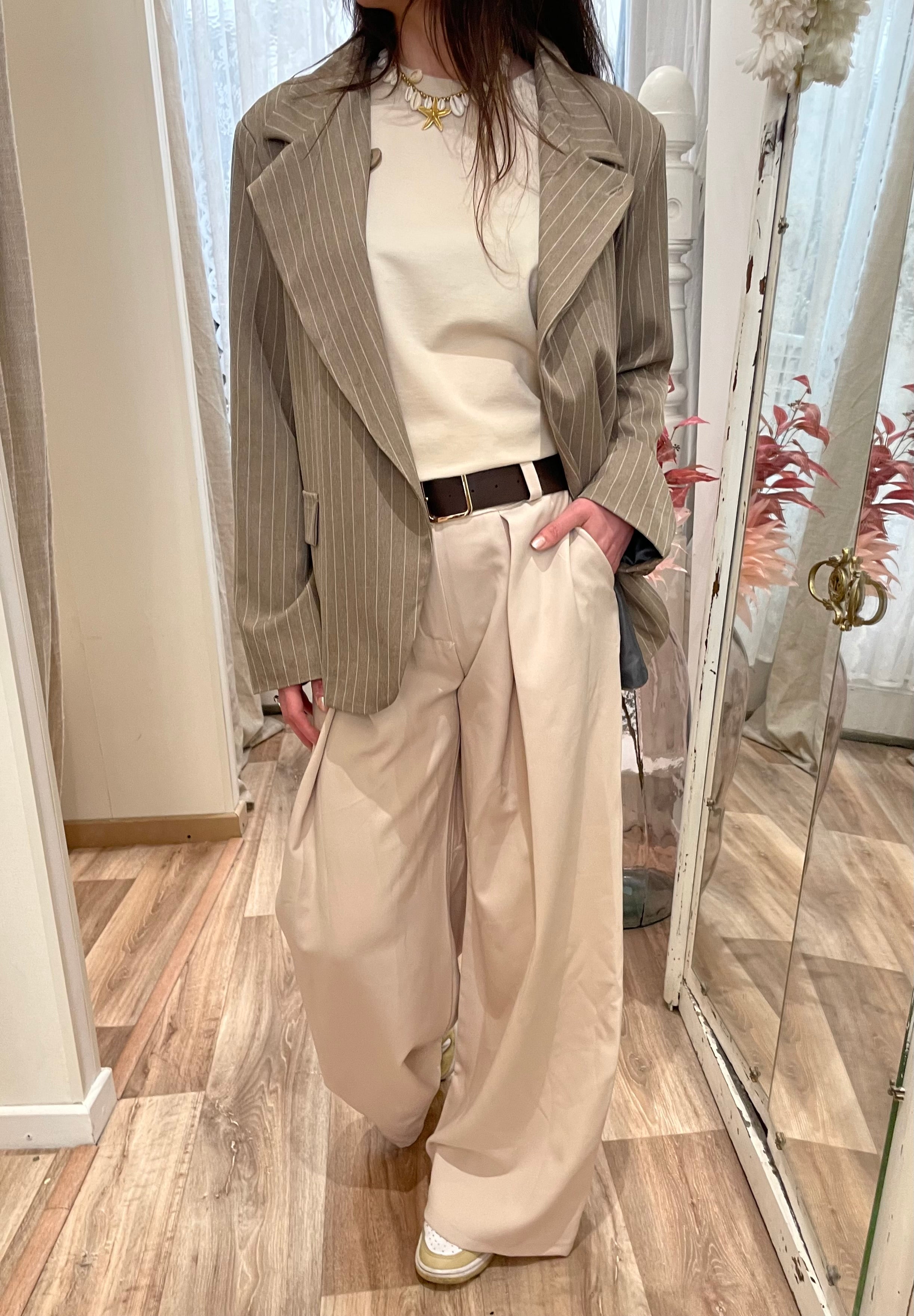 Pantalon  fluide Palazzo beige