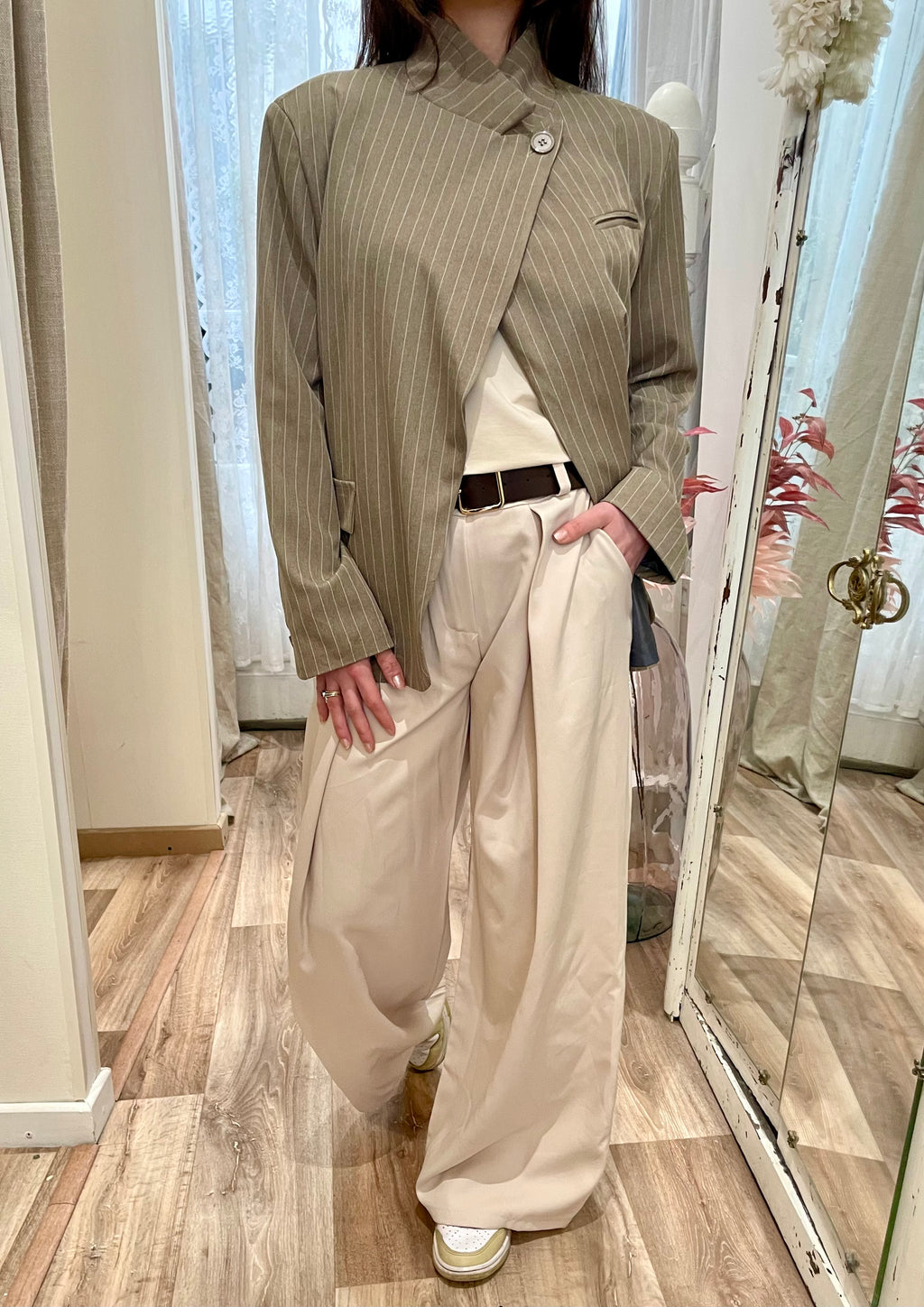 Pantalon  fluide Palazzo beige