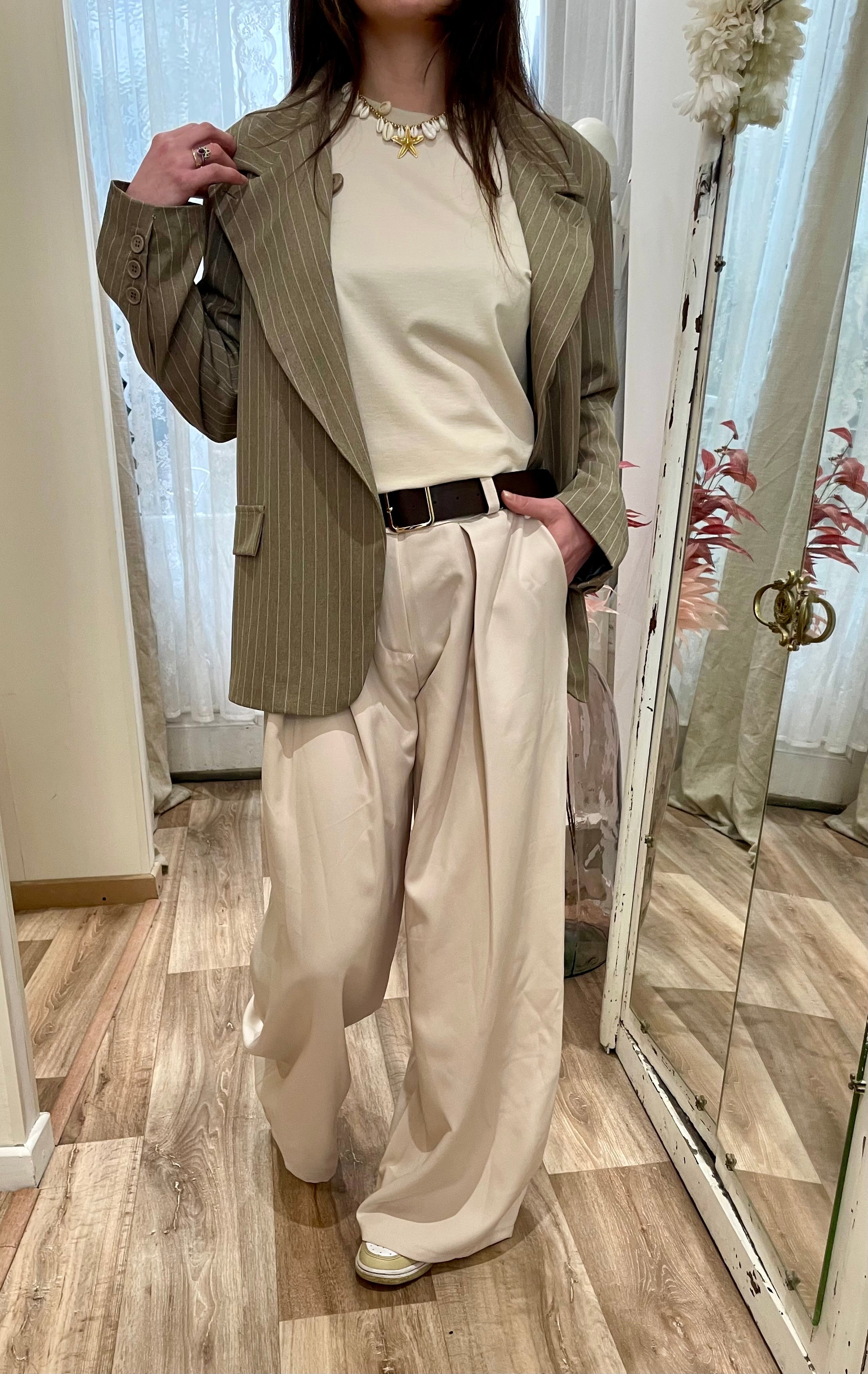 Pantalon  fluide Palazzo beige