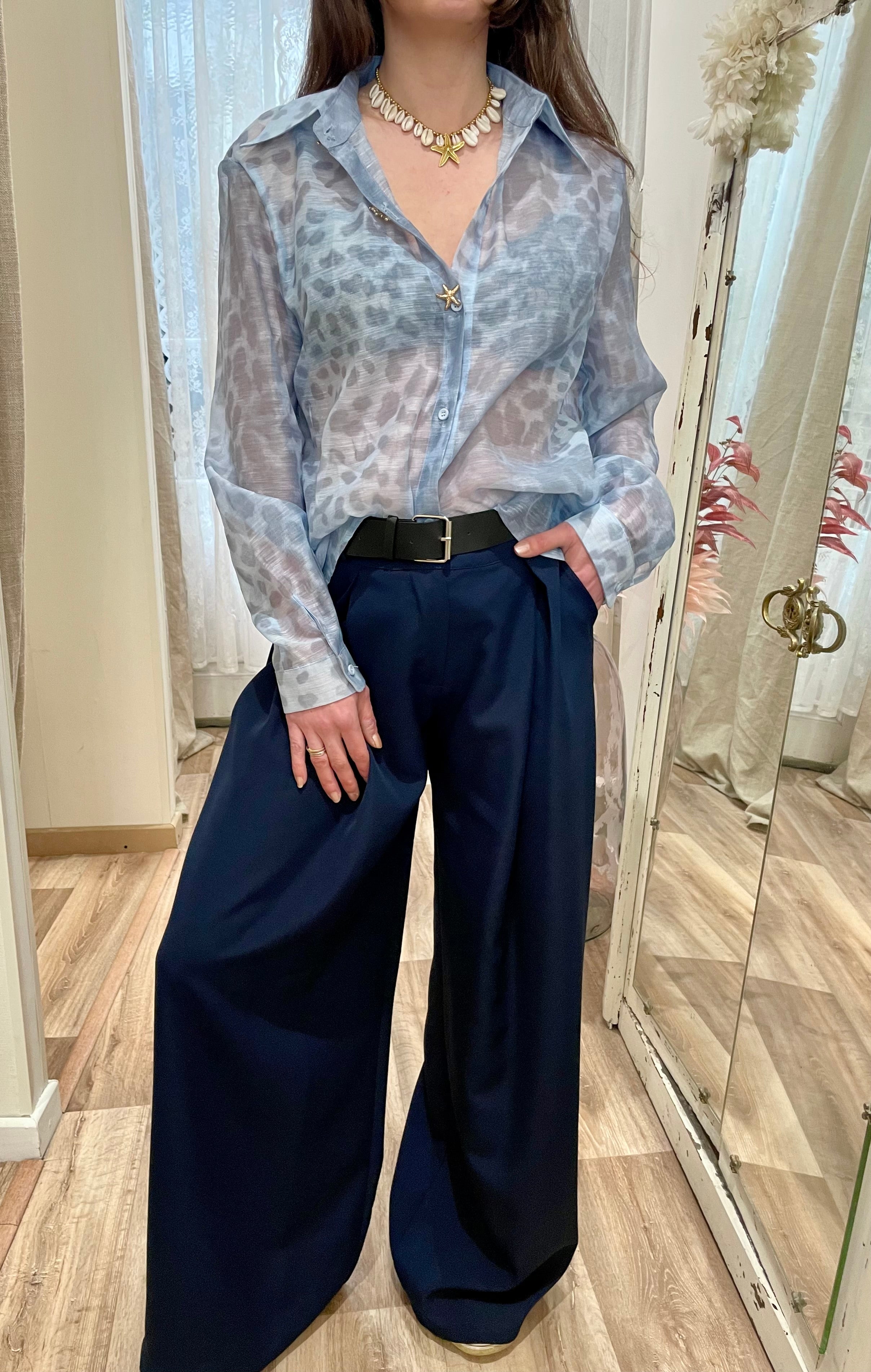 Pantalon  fluide Palazzo bleu marine