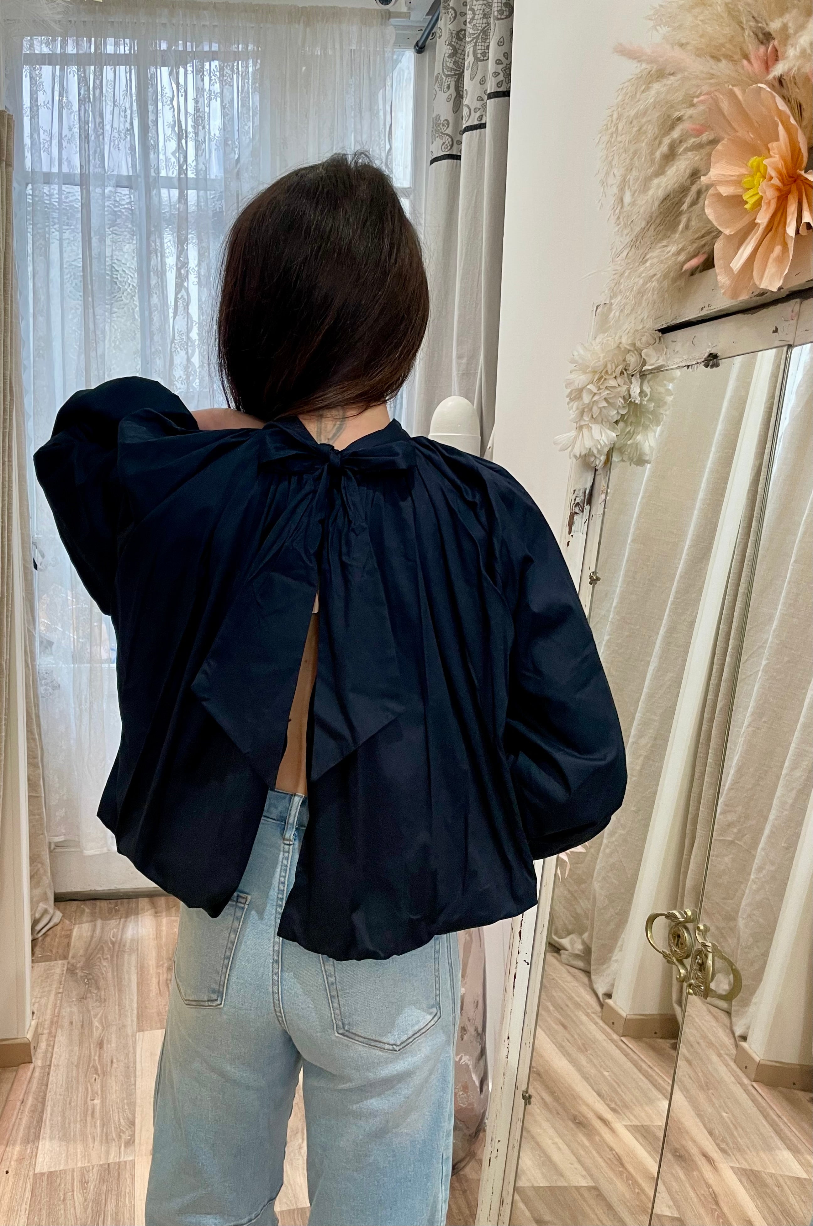 Blouse romane bleu marine