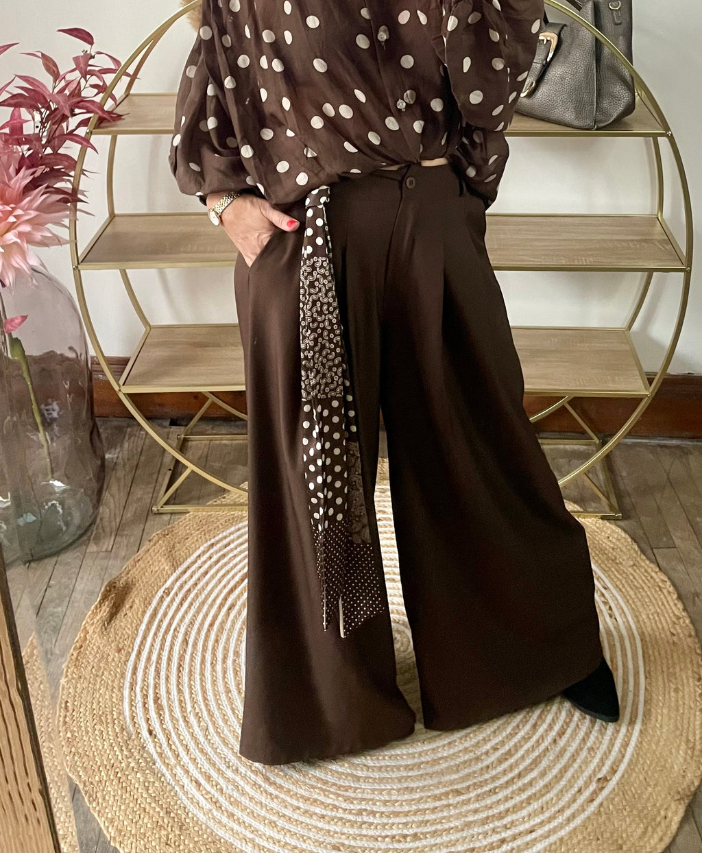 Pantalon  fluide Palazzo chocolat