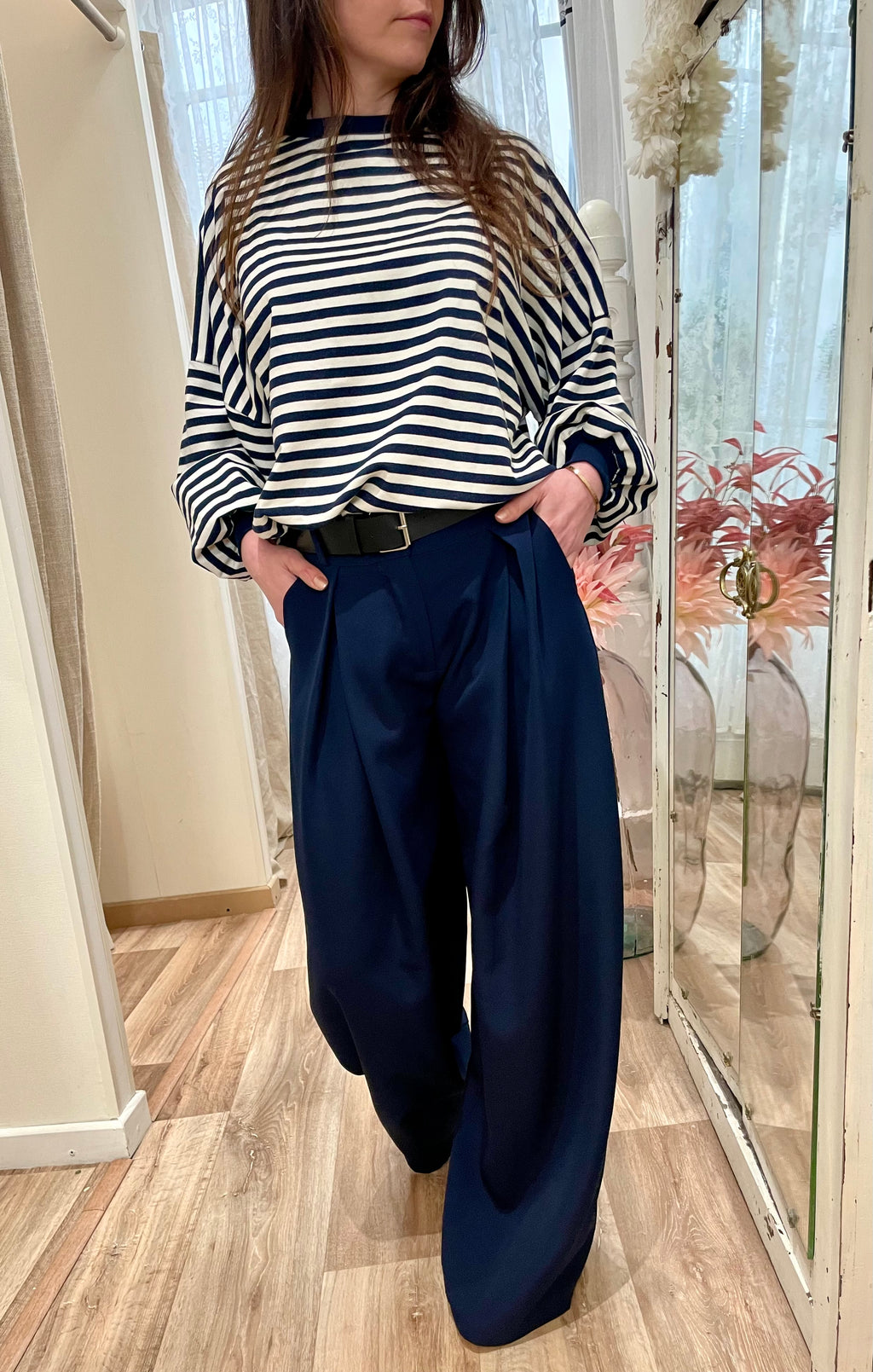 Pantalon  fluide Palazzo bleu marine