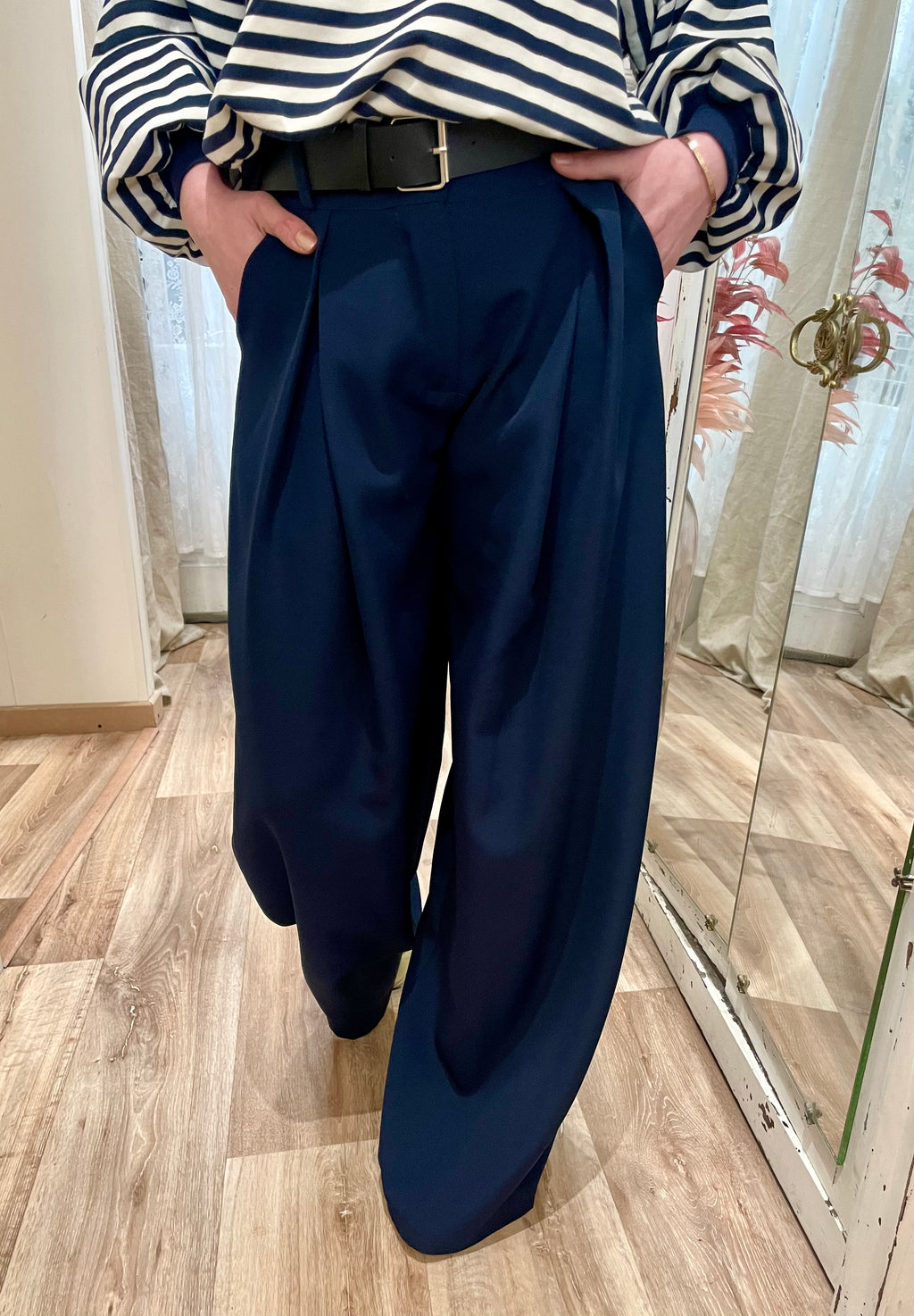 Pantalon  fluide Palazzo bleu marine