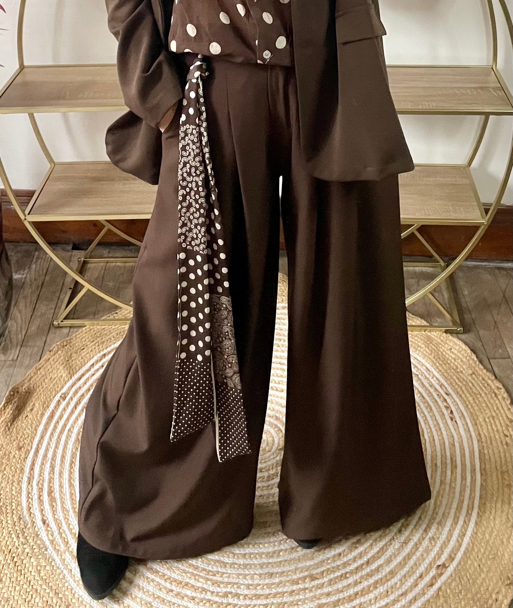 Pantalon  fluide Palazzo chocolat