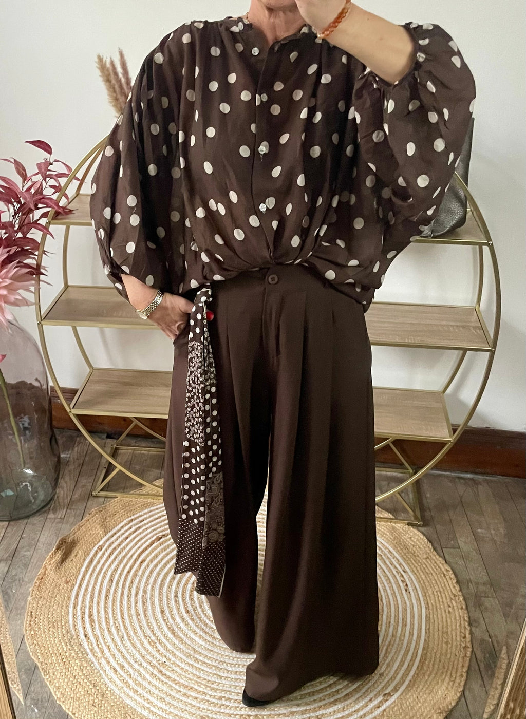 Pantalon  fluide Palazzo chocolat
