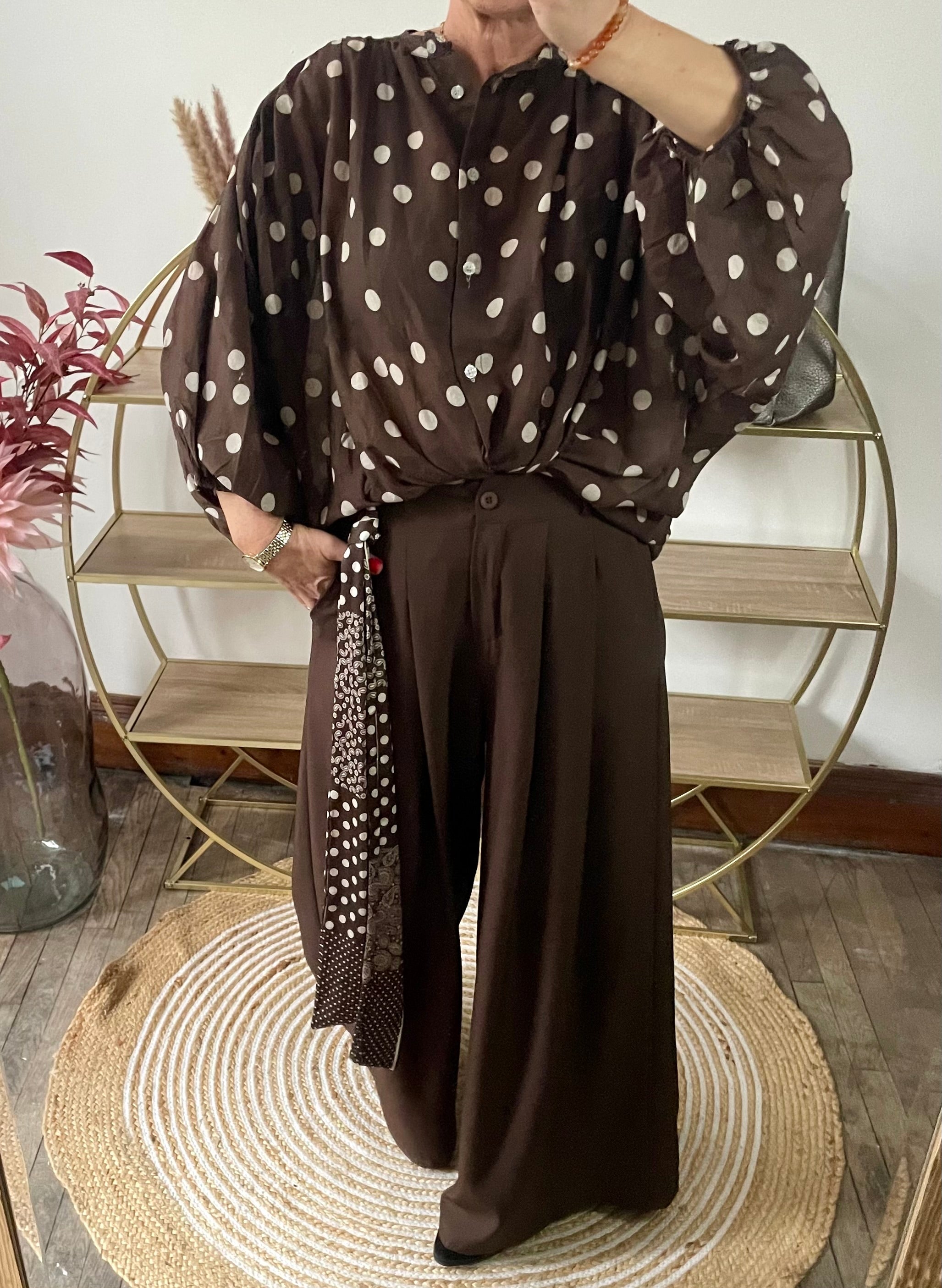 Pantalon  fluide Palazzo chocolat