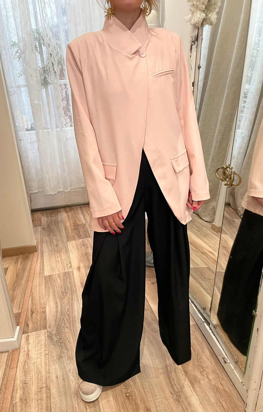 Pantalon fluide noir taille haute