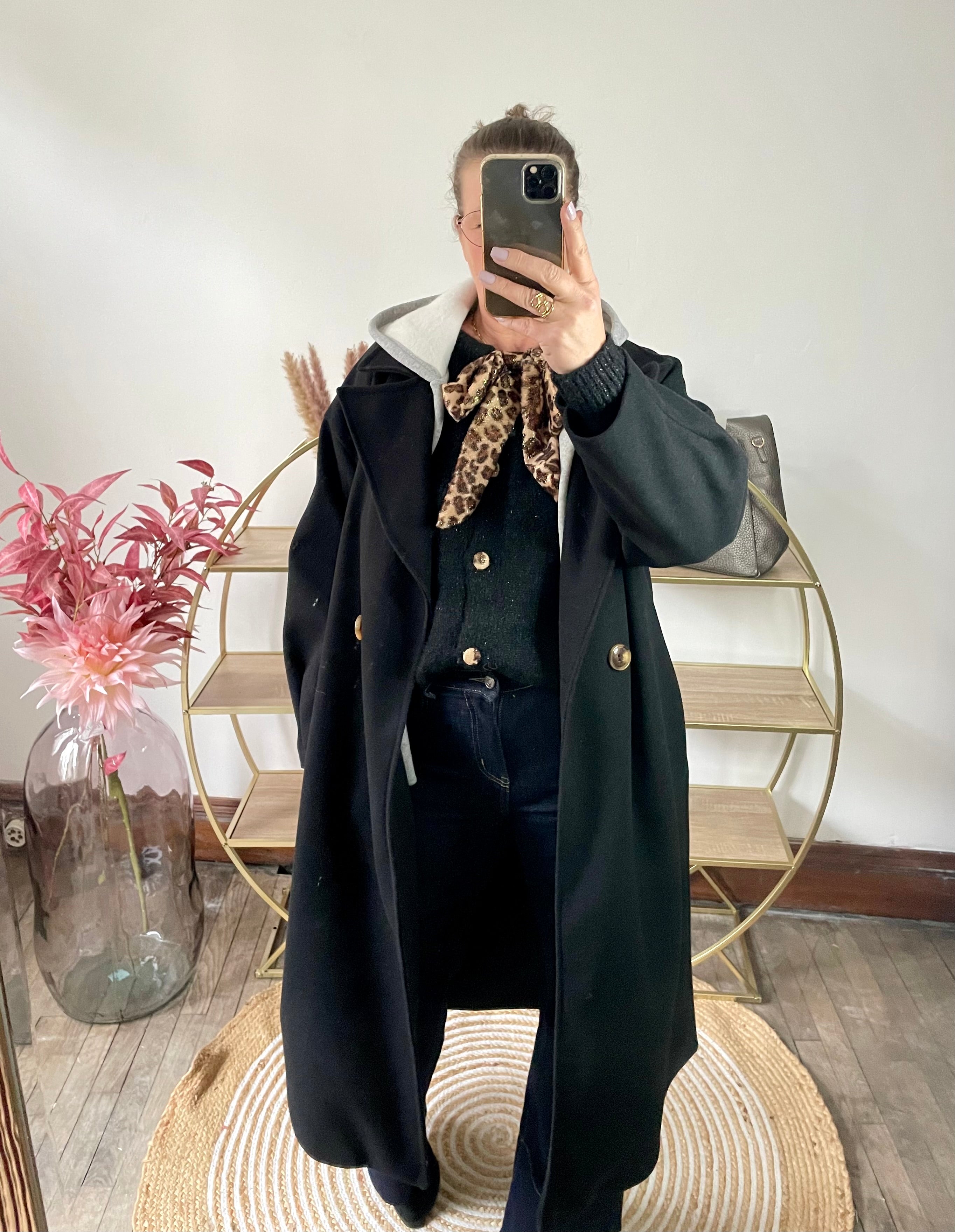 Manteau oversize capuche gris