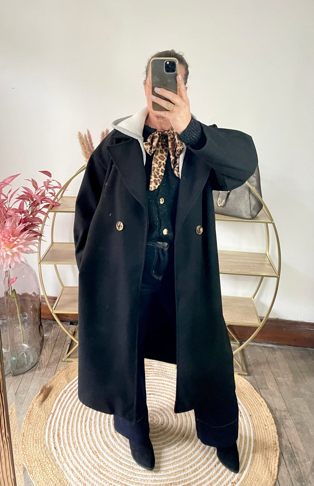 Manteau oversize capuche gris