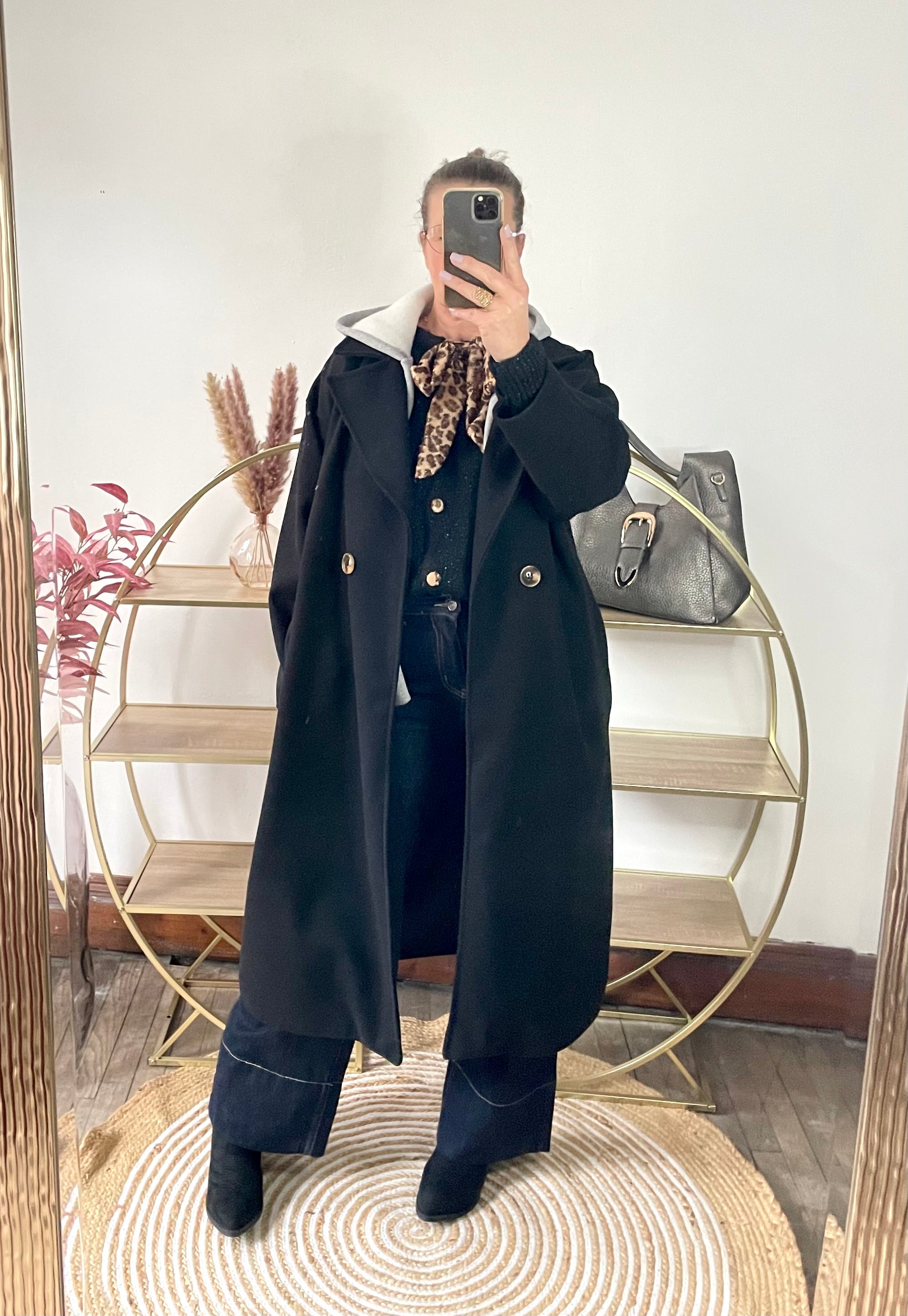 Manteau oversize capuche gris