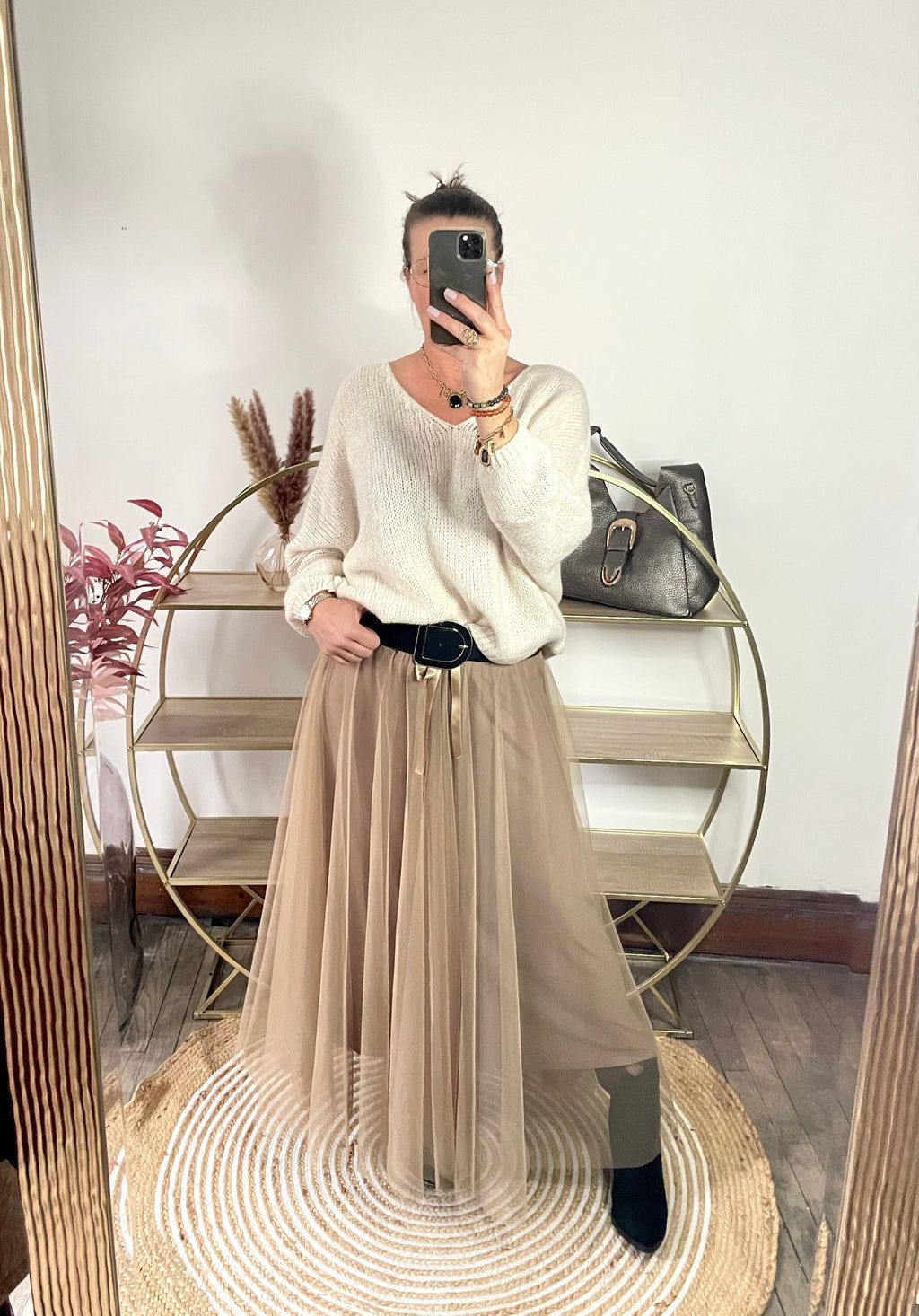 Jupe tulle camel
