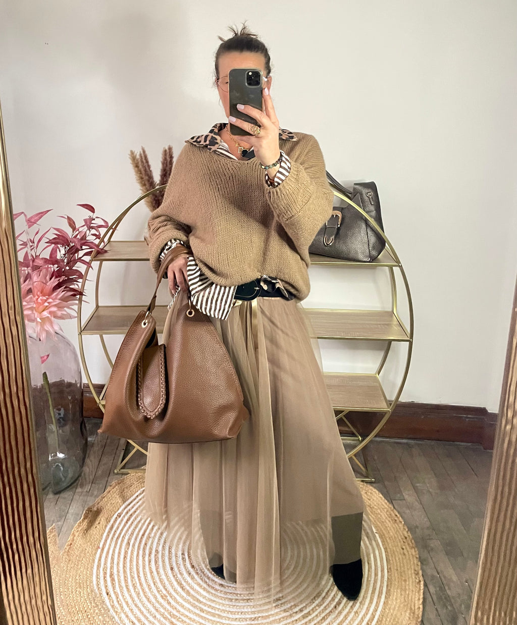 Jupe tulle camel
