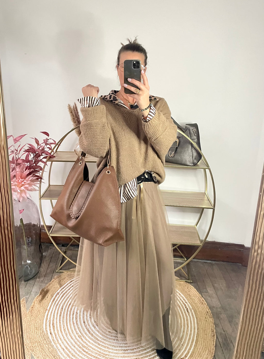 Jupe tulle camel