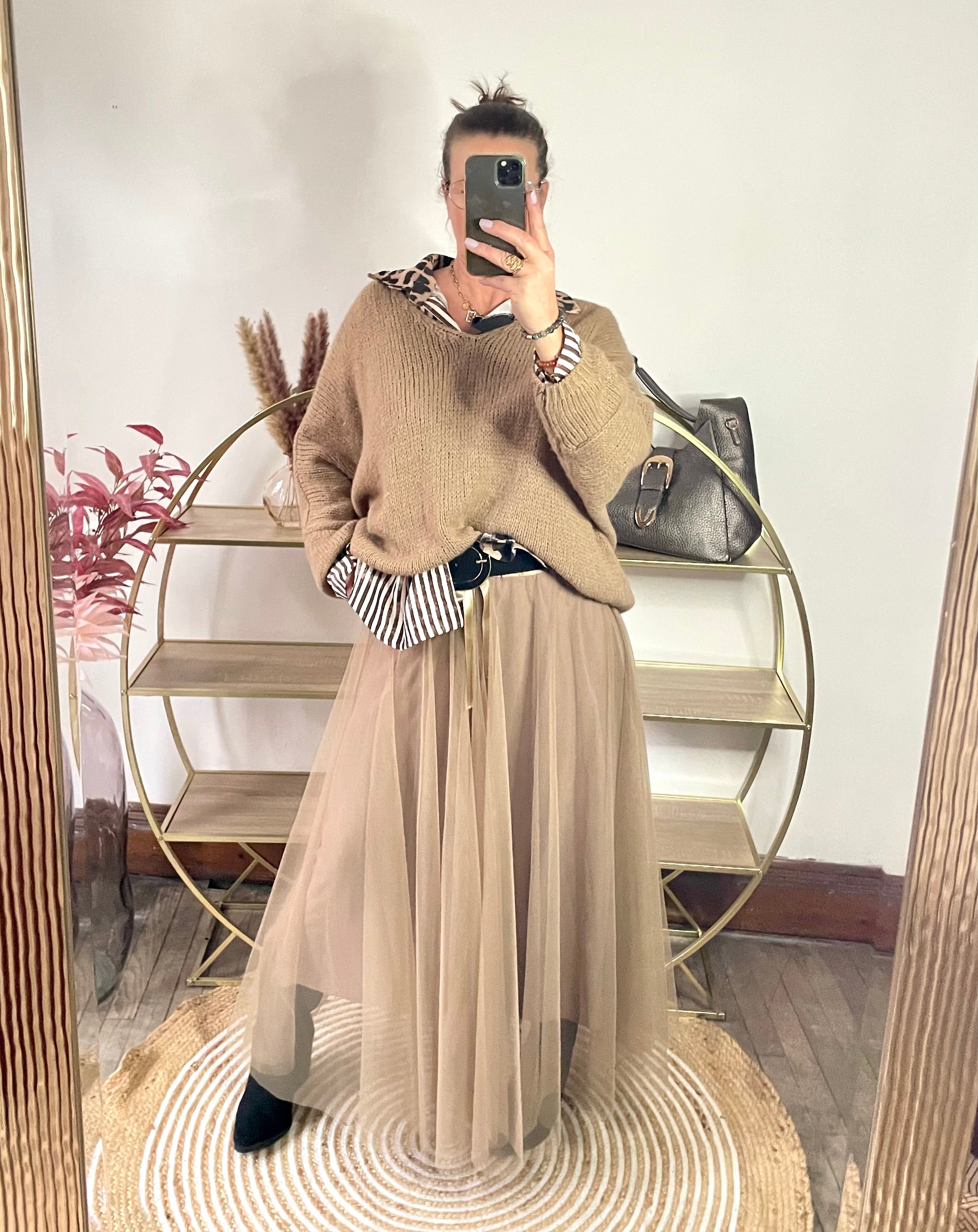Jupe tulle camel