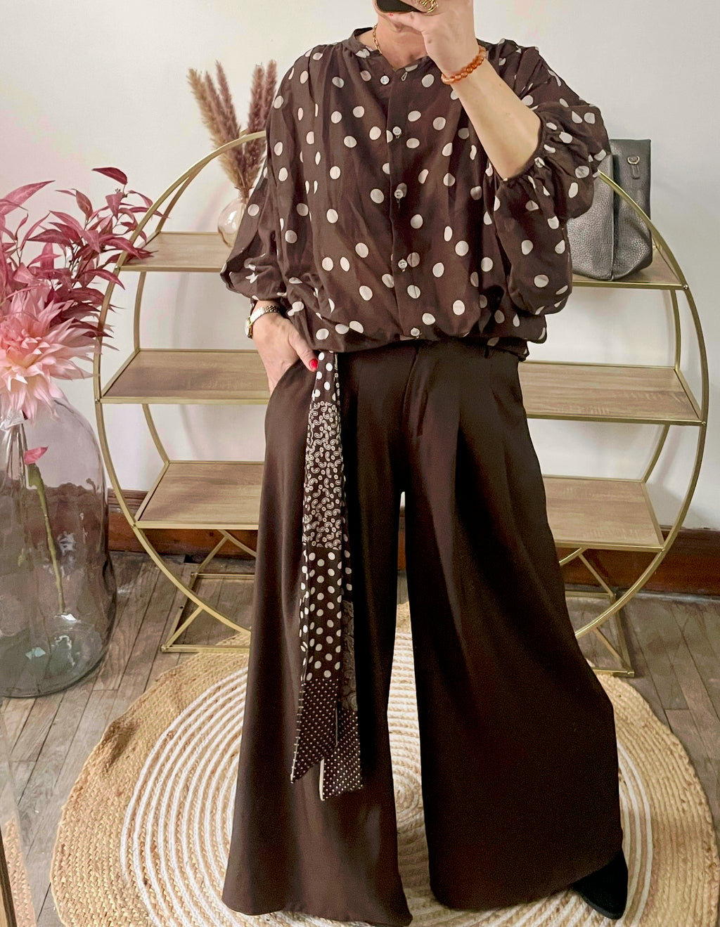 Pantalon  fluide Palazzo chocolat