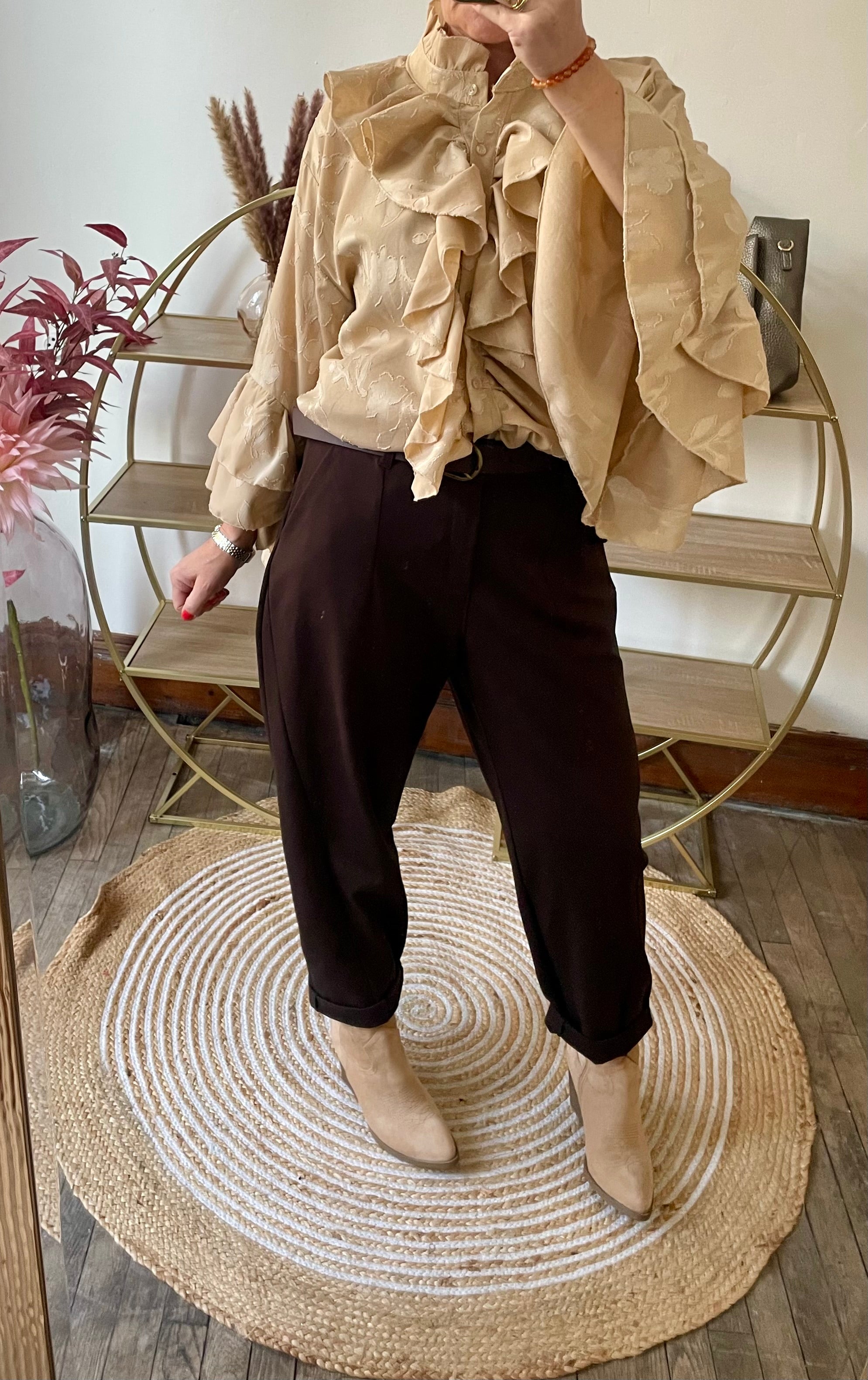 Pantalon  balloon  chocolat belle taille