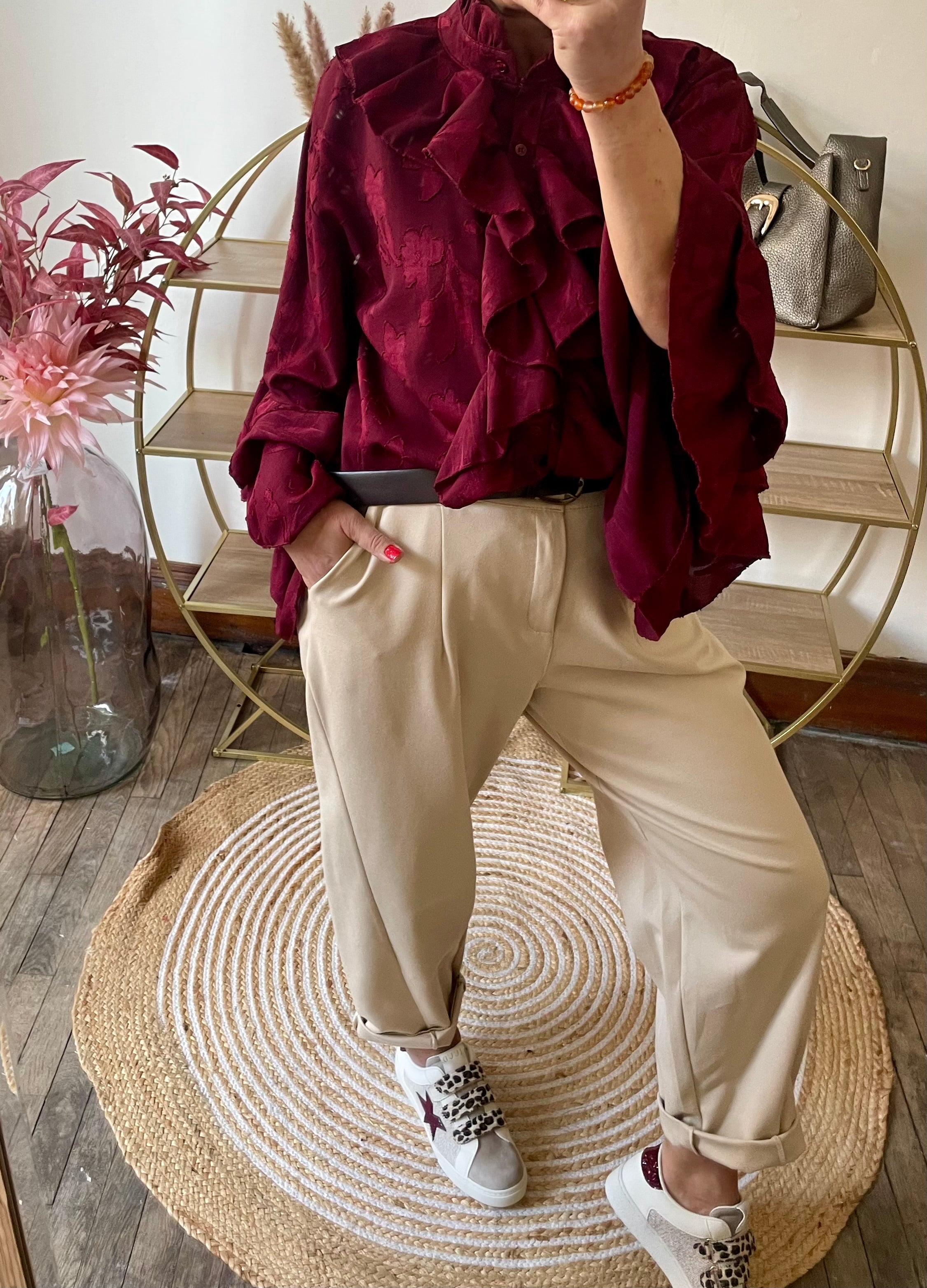 Pantalon  balloon  beige belle taille