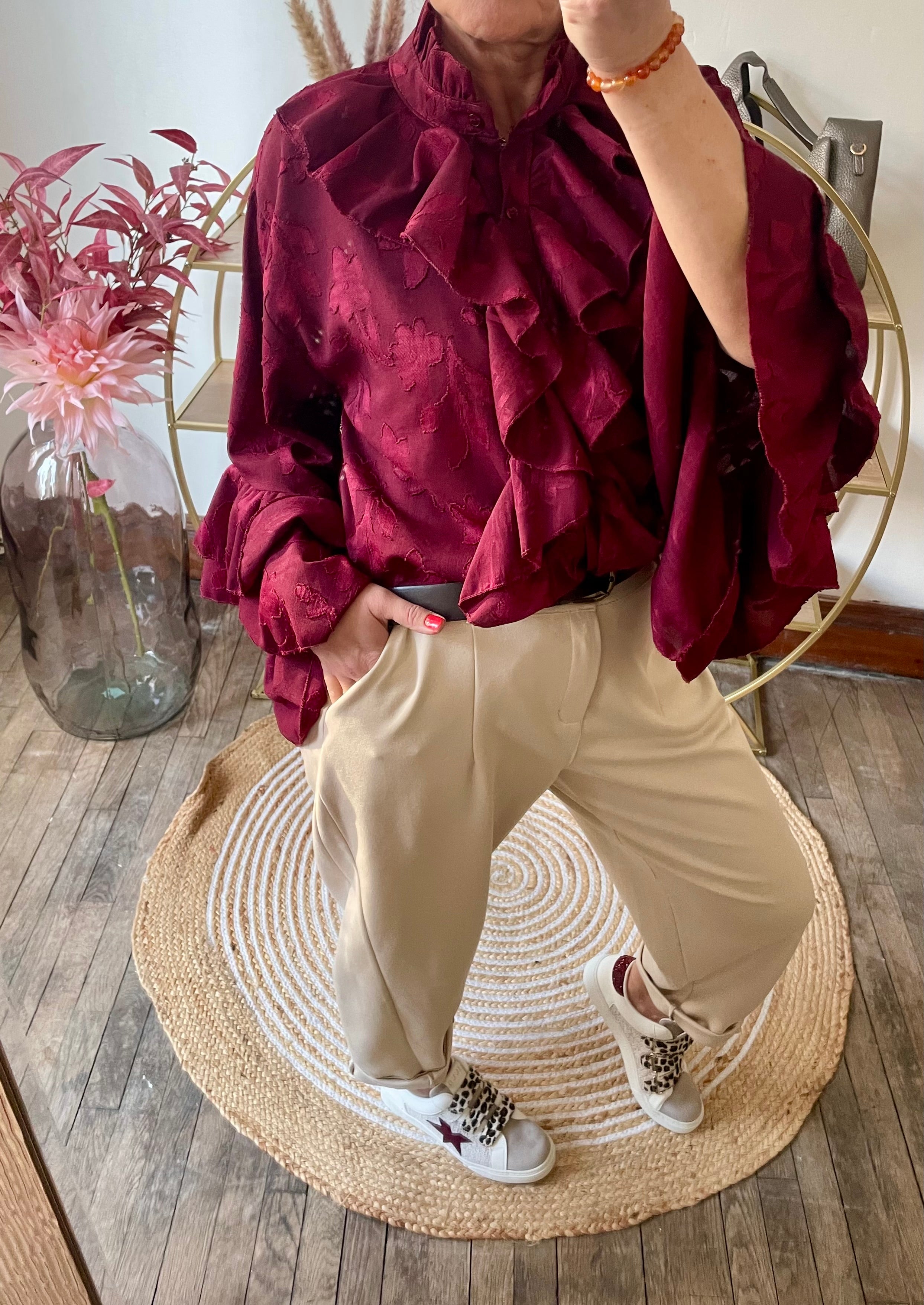 Pantalon  balloon  beige belle taille