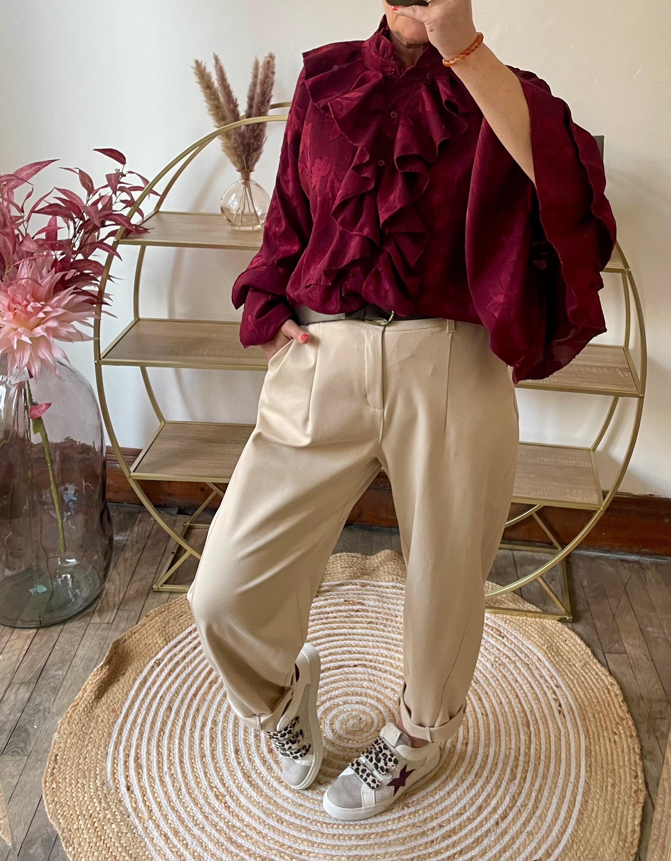 Pantalon  balloon  beige belle taille