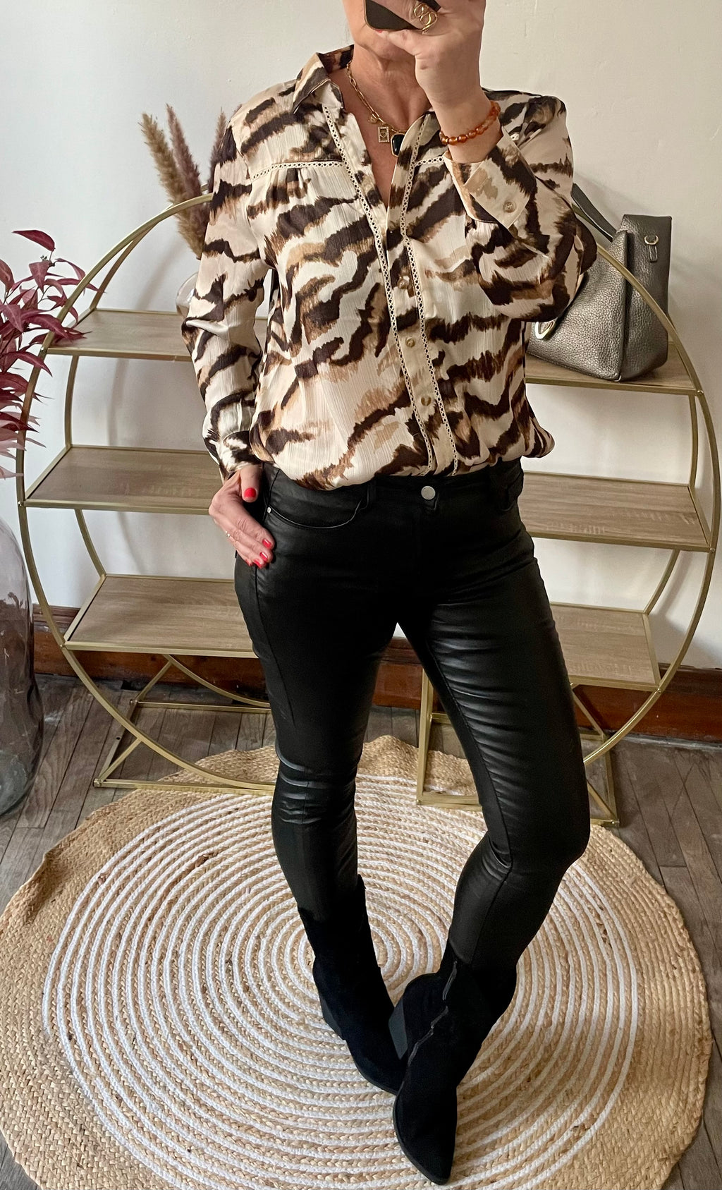 Slim enduit similicuir noir