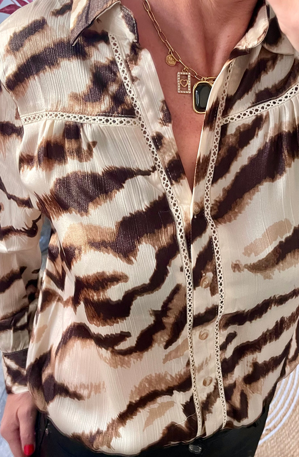 Blouse fluide imprimée chocolat