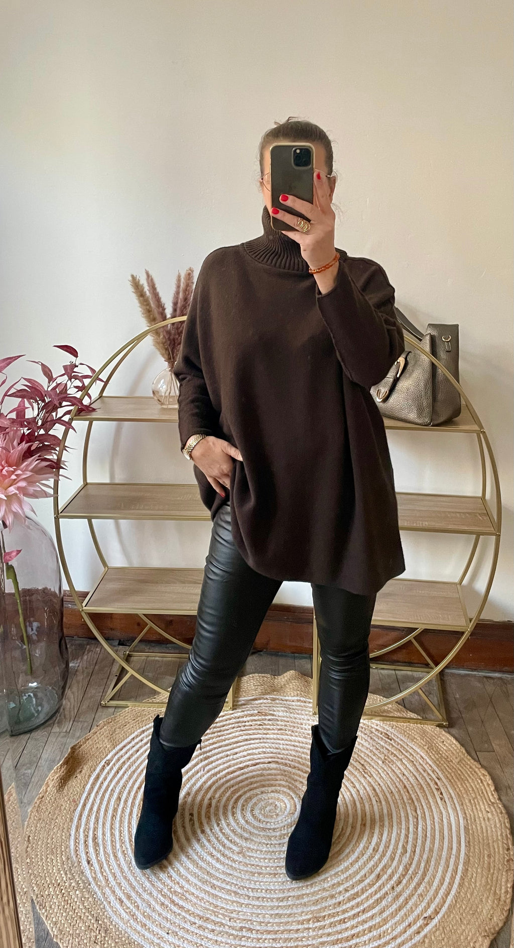 Pull long col roulé oversize