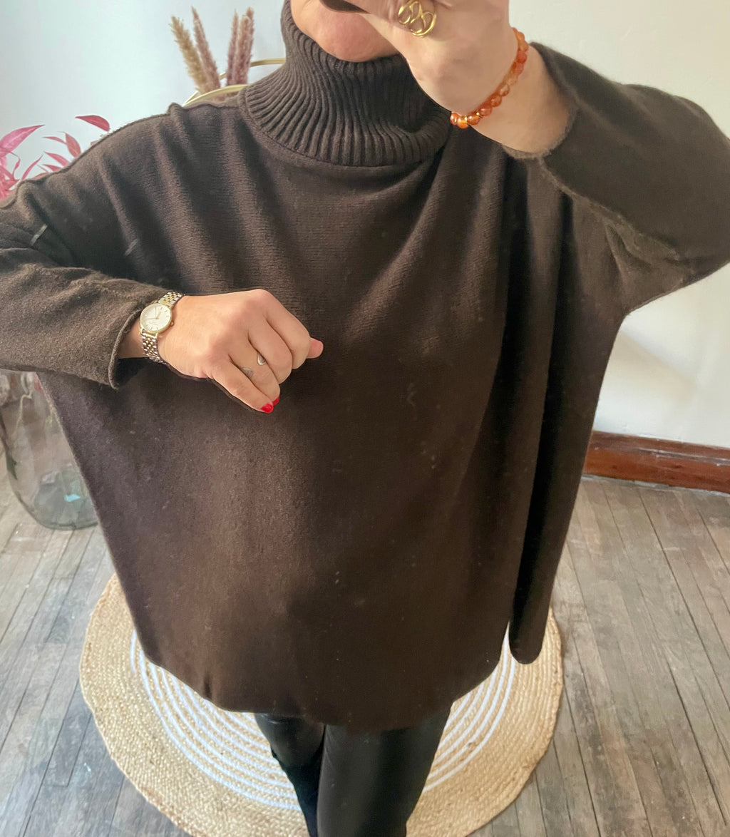 Pull long col roulé oversize