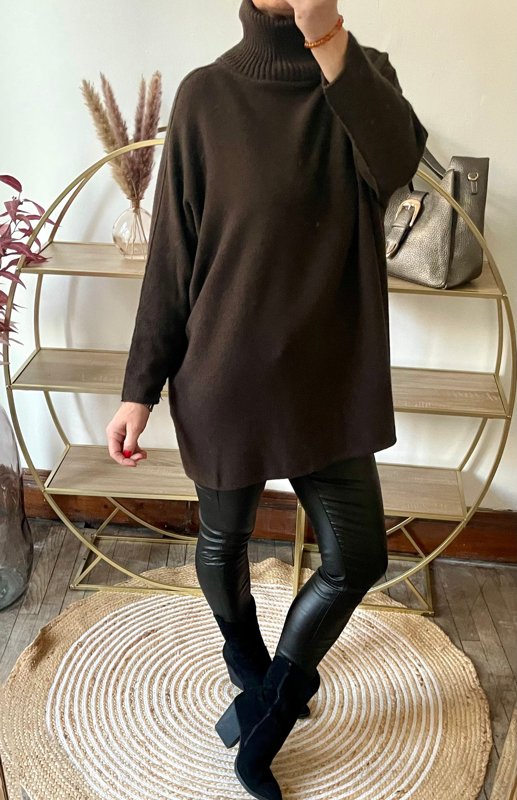 Pull long col roulé oversize