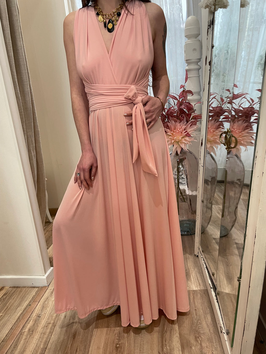 Robe dos nu rose