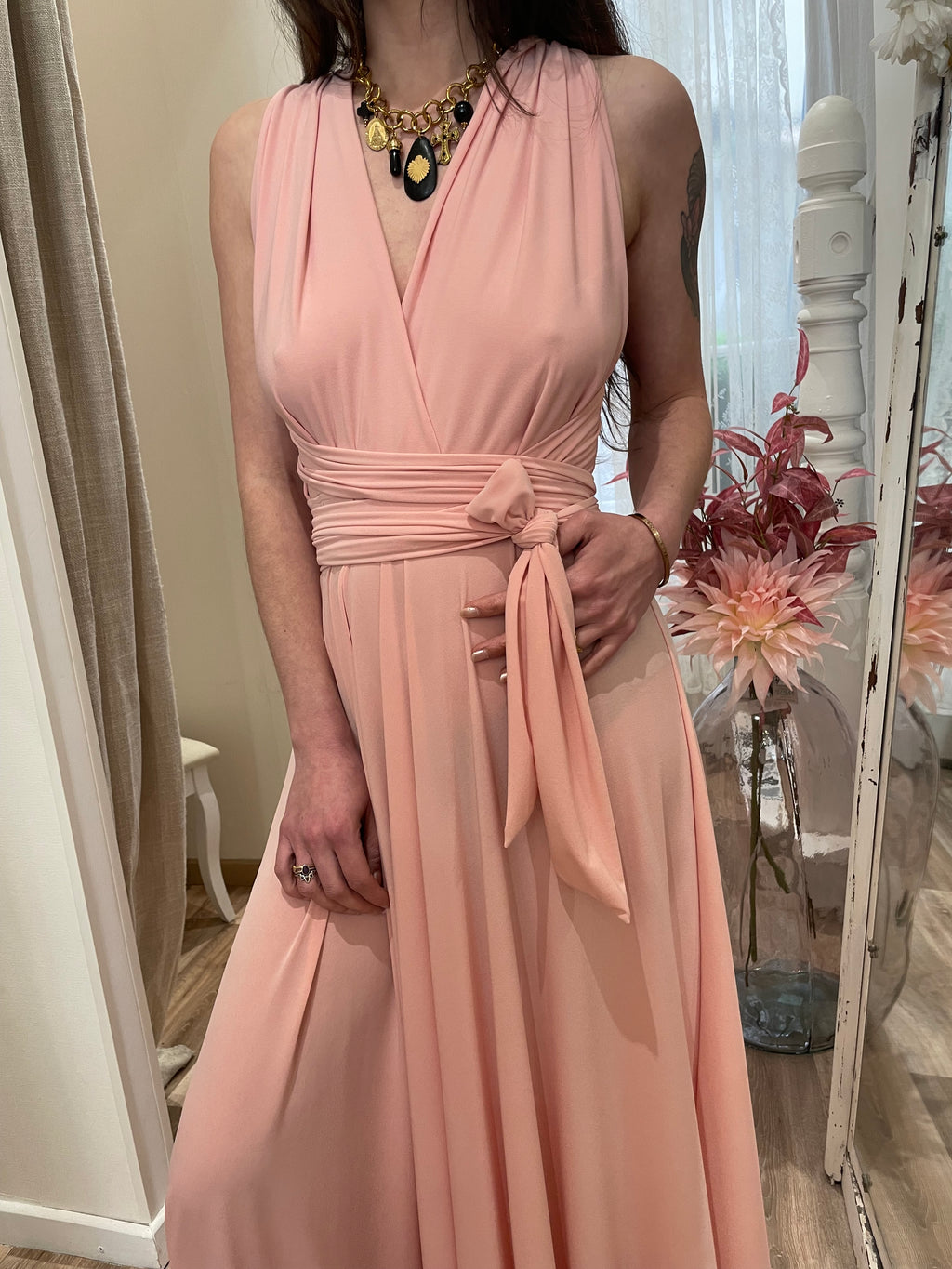Robe dos nu rose