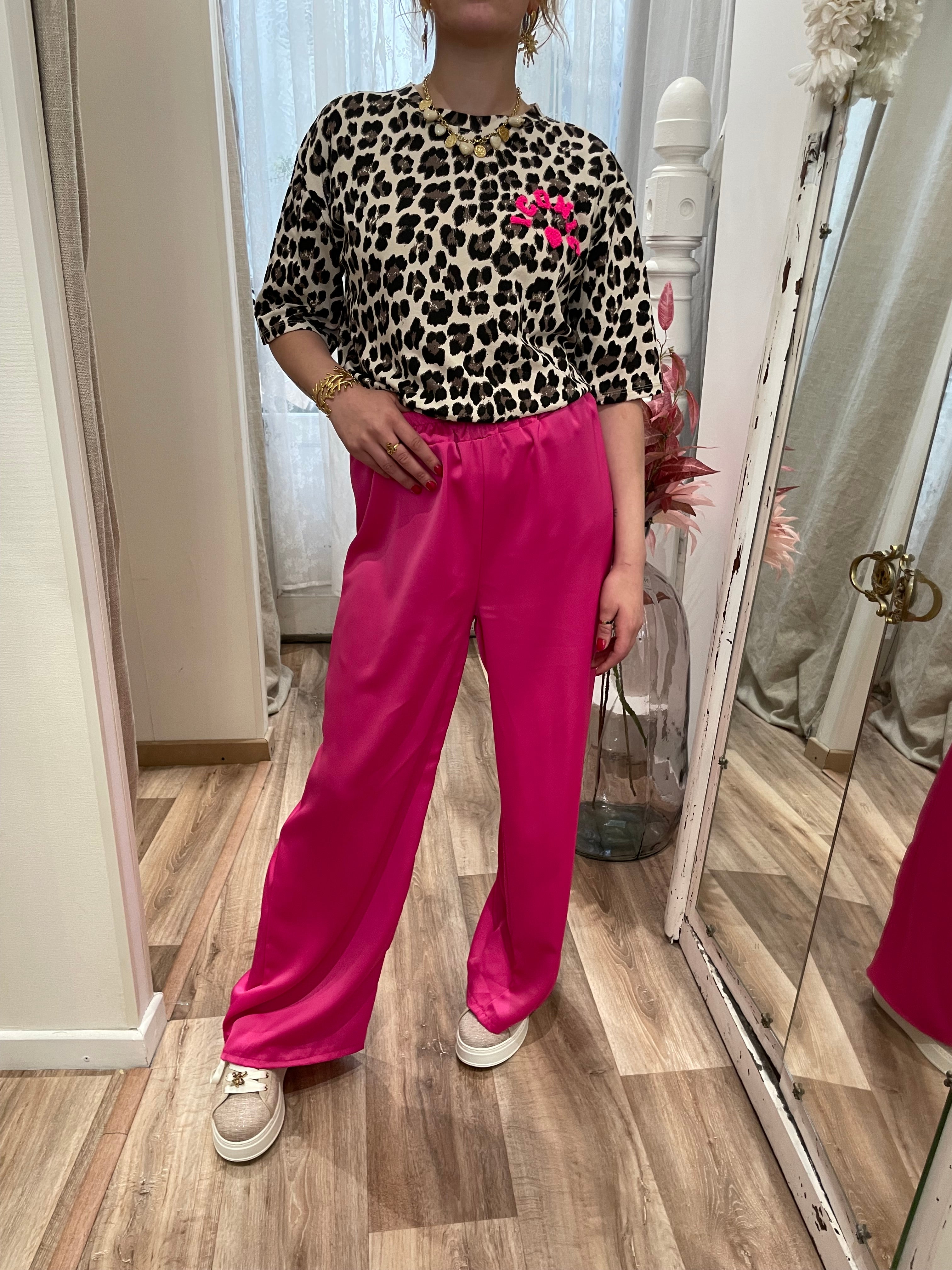 Pantalon satin fushia