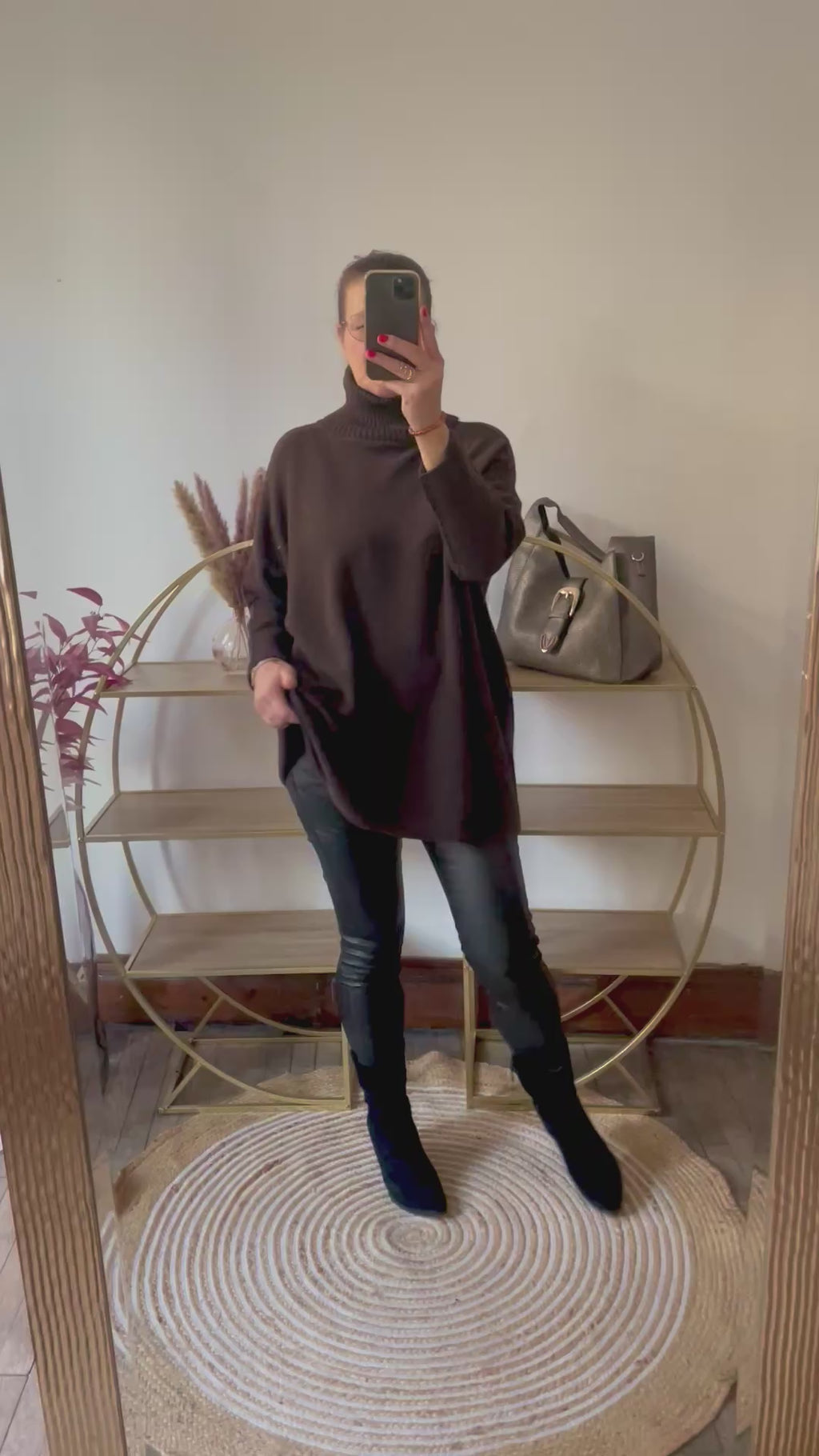 Pull long col roulé oversize