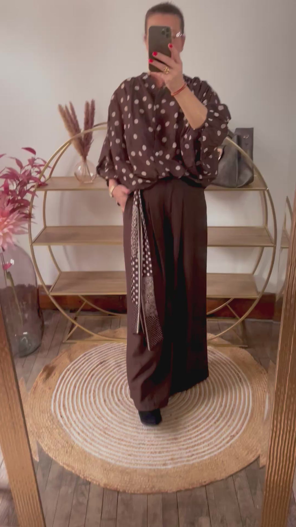 Pantalon  fluide Palazzo chocolat